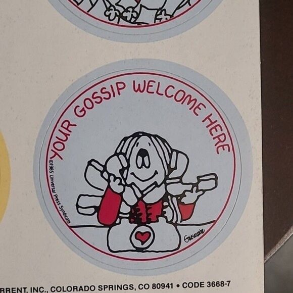 Vtg 80s CAthy Cathy Guisewite stickers on sheet page quantity 6 round Retro Y2k - Picture 8 of 16